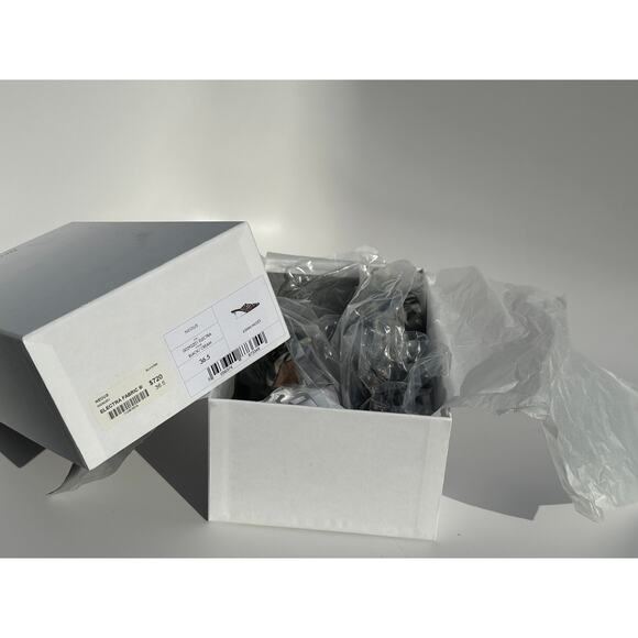 Neous Electra 65mm Mules Slides Heels Black Velvet Cream Mesh Clear Heel 36.5 - Picture 11 of 16